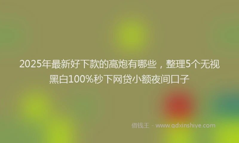 2025年最新好下款的高炮有哪些，整理5个无视黑白100%秒下网贷小额夜间口子