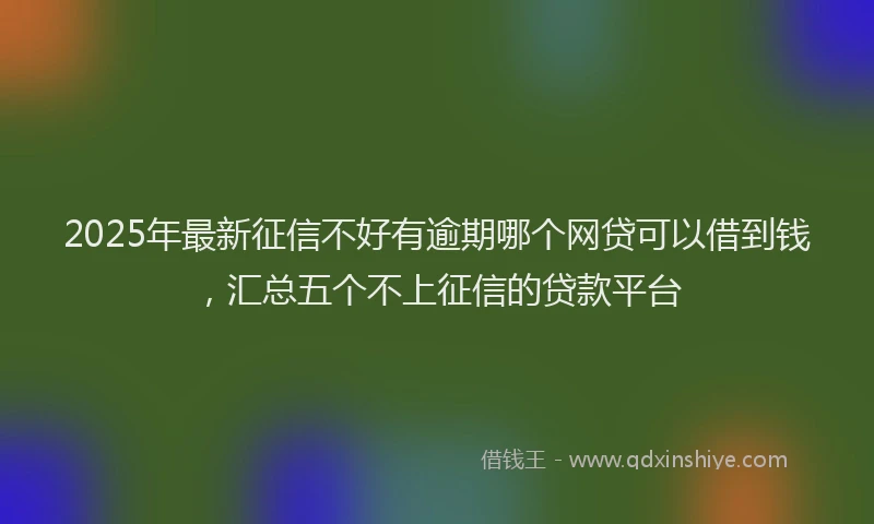 2025年最新征信不好有逾期哪个网贷可以借到钱，汇总五个不上征信的贷款平台
