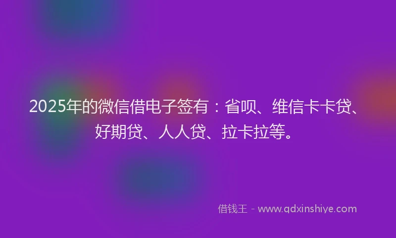 2025年的微信借电子签有：省呗、维信卡卡贷、好期贷、人人贷、拉卡拉等。