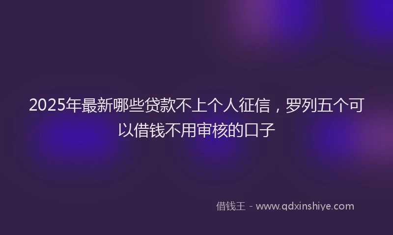2025年最新哪些贷款不上个人征信，罗列五个可以借钱不用审核的口子