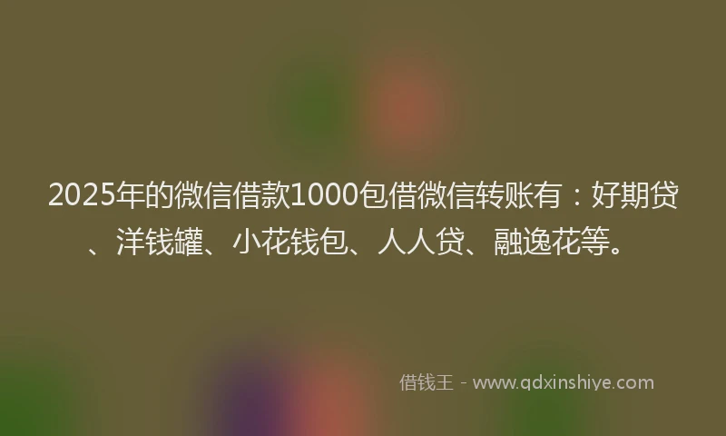 2025年的微信借款1000包借微信转账有：好期贷、洋钱罐、小花钱包、人人贷、融逸花等。