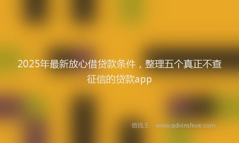 2025年最新放心借贷款条件，整理五个真正不查征信的贷款app