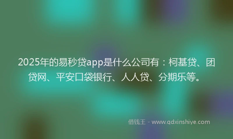 2025年的易秒贷app是什么公司有：柯基贷、团贷网、平安口袋银行、人人贷、分期乐等。