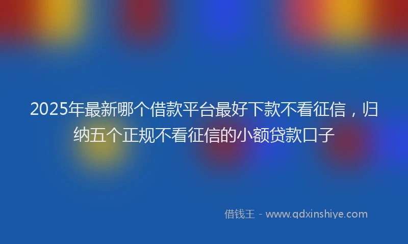 2025年最新哪个借款平台最好下款不看征信，归纳五个正规不看征信的小额贷款口子
