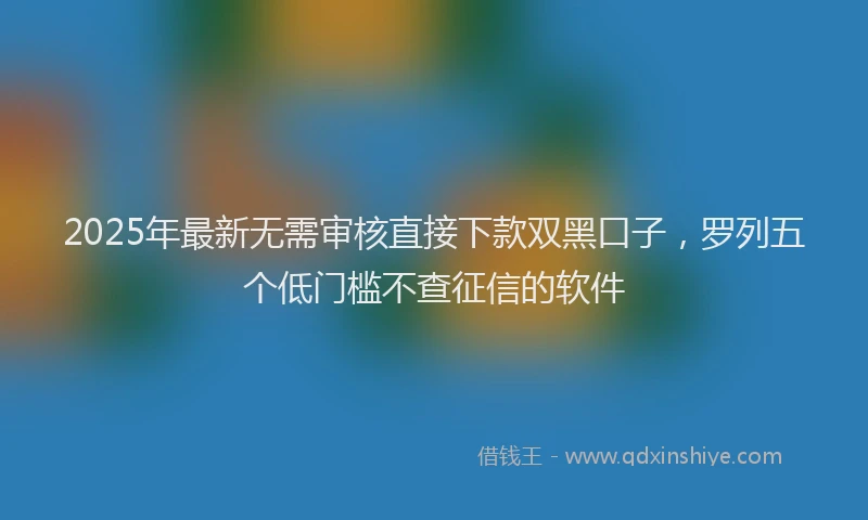 2025年最新无需审核直接下款双黑口子，罗列五个低门槛不查征信的软件
