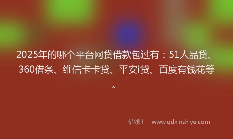 2025年的哪个平台网贷借款包过有：51人品贷、360借条、维信卡卡贷、平安i贷、百度有钱花等。