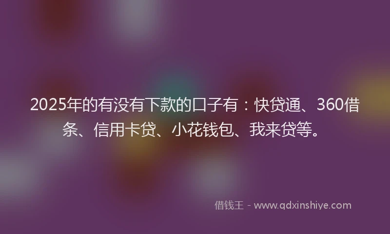 2025年的有没有下款的口子有：快贷通、360借条、信用卡贷、小花钱包、我来贷等。