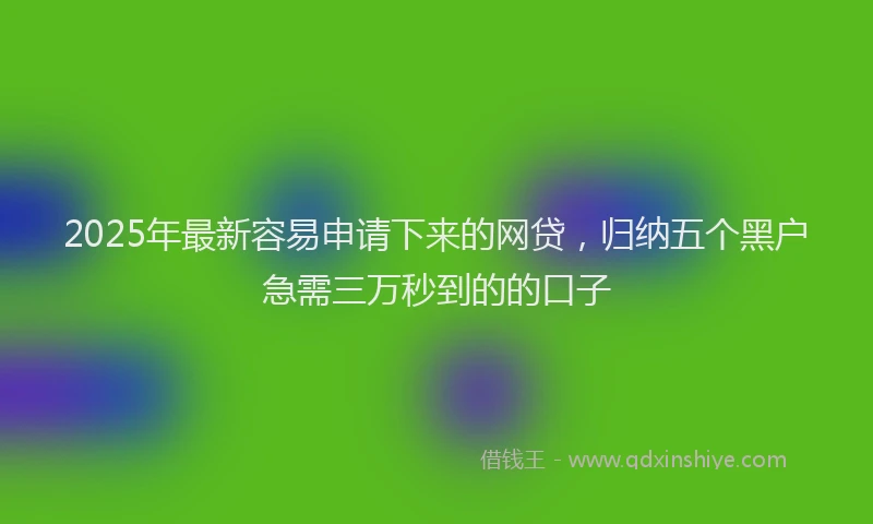 2025年最新容易申请下来的网贷，归纳五个黑户急需三万秒到的的口子
