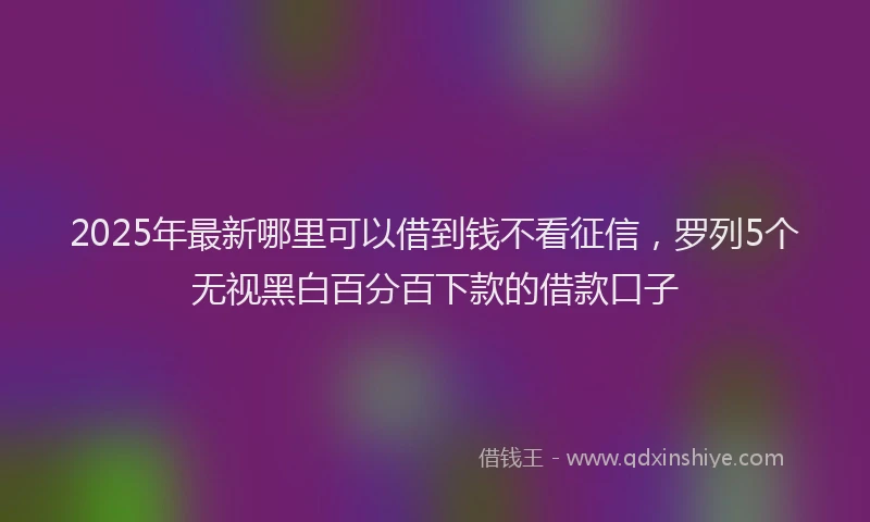 2025年最新哪里可以借到钱不看征信，罗列5个无视黑白百分百下款的借款口子