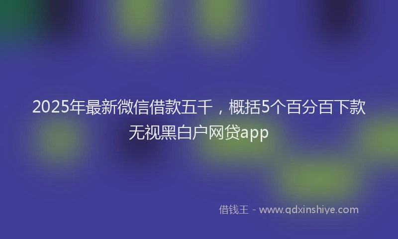 2025年最新微信借款五千，概括5个百分百下款无视黑白户网贷app