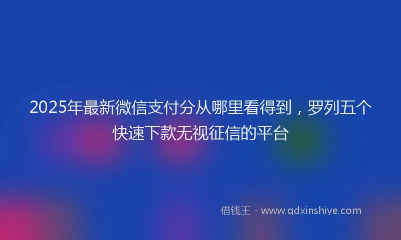 2025年最新微信支付分从哪里看得到，罗列五个快速下款无视征信的平台