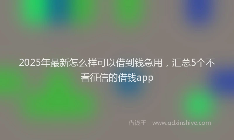 2025年最新怎么样可以借到钱急用，汇总5个不看征信的借钱app