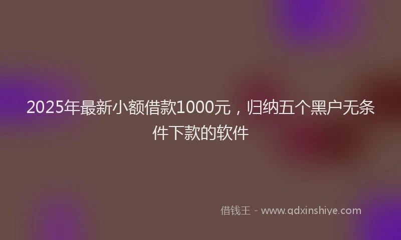 2025年最新小额借款1000元，归纳五个黑户无条件下款的软件
