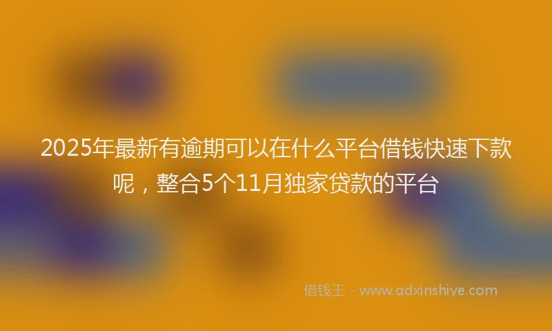 2025年最新有逾期可以在什么平台借钱快速下款呢，整合5个11月独家贷款的平台