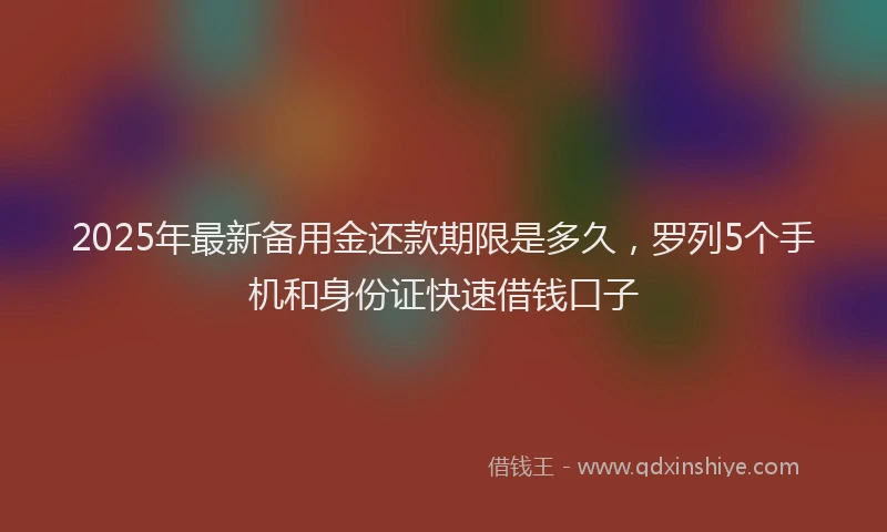 2025年最新备用金还款期限是多久，罗列5个手机和身份证快速借钱口子