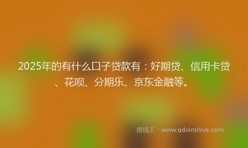2025年的有什么口子贷款有：好期贷、信用卡贷、花呗、分期乐、京东金融等。