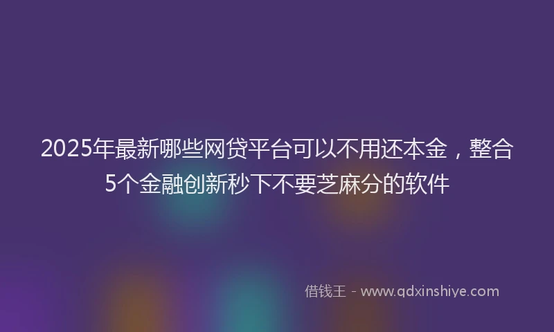 2025年最新哪些网贷平台可以不用还本金，整合5个金融创新秒下不要芝麻分的软件