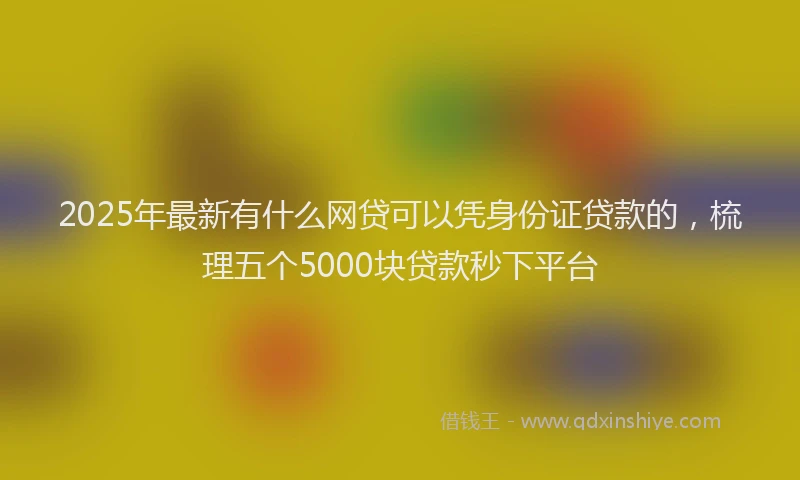 2025年最新有什么网贷可以凭身份证贷款的，梳理五个5000块贷款秒下平台