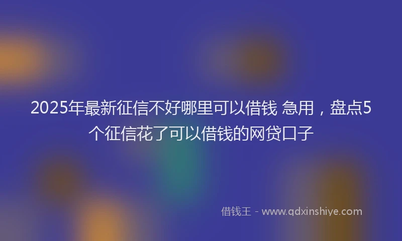2025年最新征信不好哪里可以借钱 急用，盘点5个征信花了可以借钱的网贷口子
