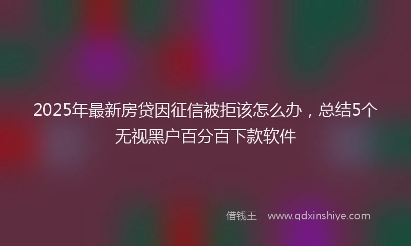 2025年最新房贷因征信被拒该怎么办，总结5个无视黑户百分百下款软件