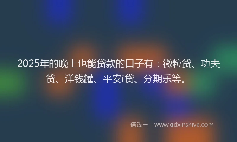 2025年的晚上也能贷款的口子有：微粒贷、功夫贷、洋钱罐、平安i贷、分期乐等。