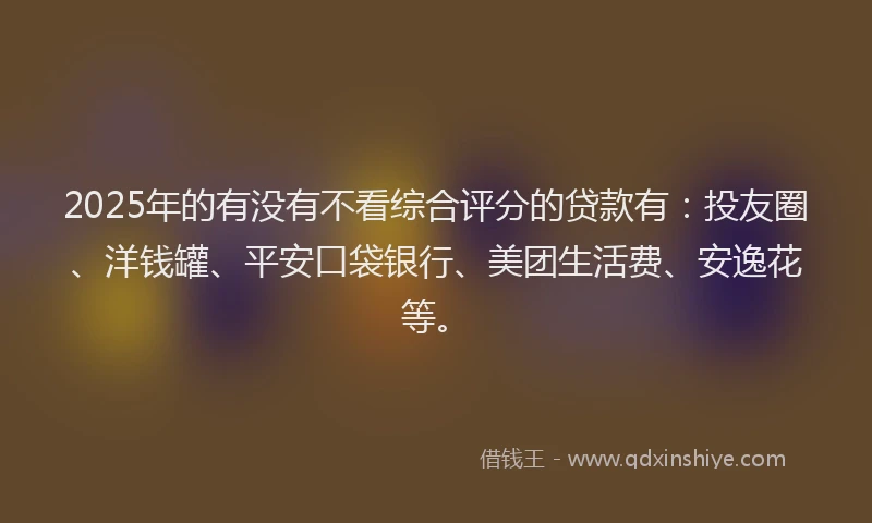 2025年的有没有不看综合评分的贷款有：投友圈、洋钱罐、平安口袋银行、美团生活费、安逸花等。