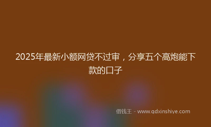 2025年最新小额网贷不过审，分享五个高炮能下款的口子