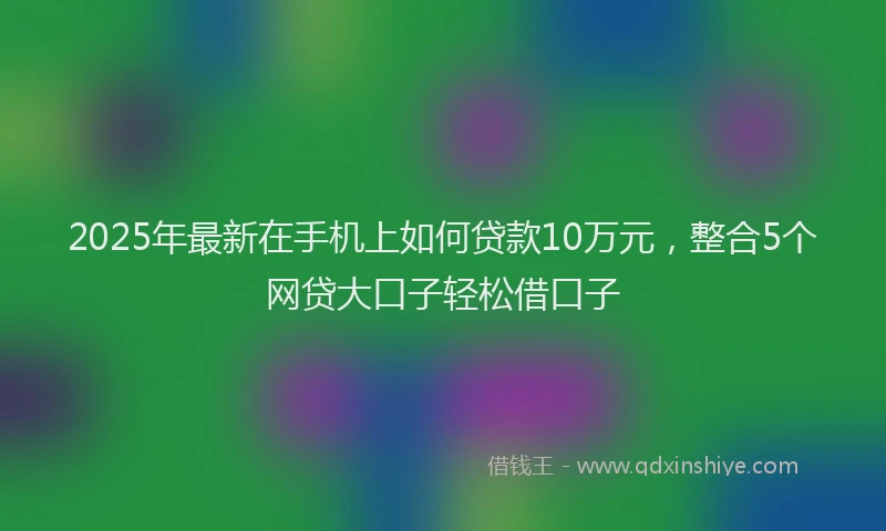 2025年最新在手机上如何贷款10万元，整合5个网贷大口子轻松借口子