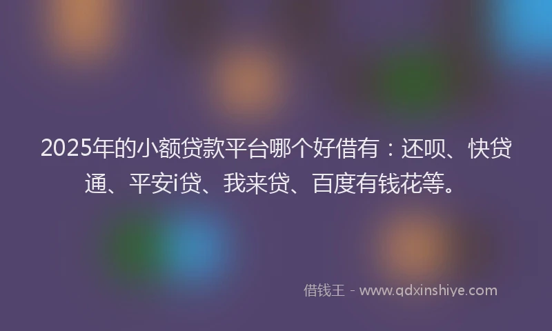 2025年的小额贷款平台哪个好借有：还呗、快贷通、平安i贷、我来贷、百度有钱花等。