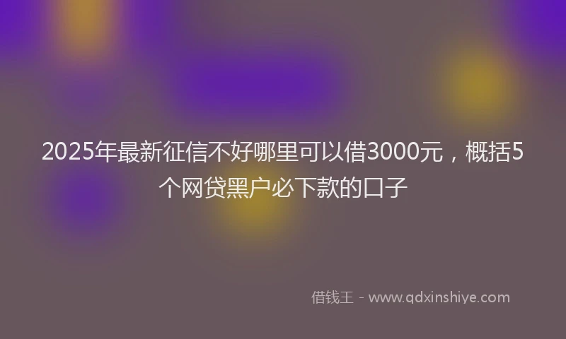 2025年最新征信不好哪里可以借3000元，概括5个网贷黑户必下款的口子
