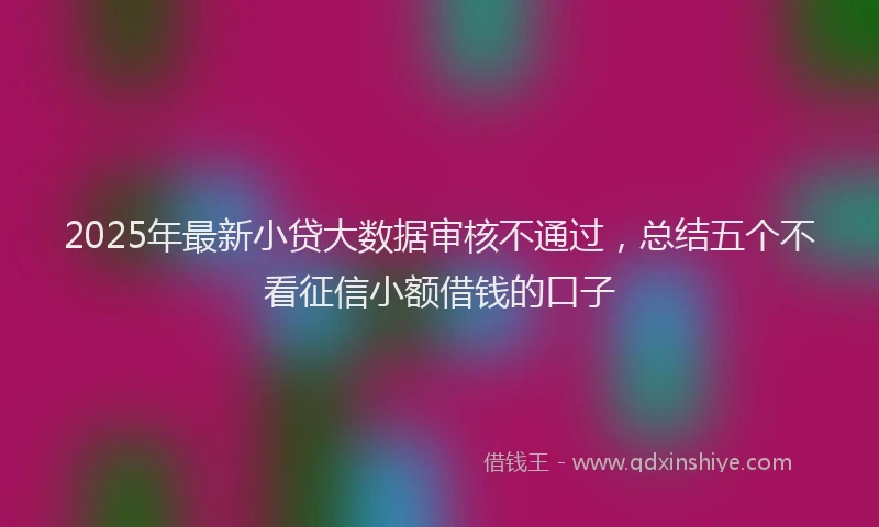 2025年最新小贷大数据审核不通过，总结五个不看征信小额借钱的口子