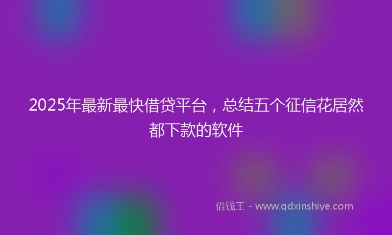 2025年最新最快借贷平台，总结五个征信花居然都下款的软件