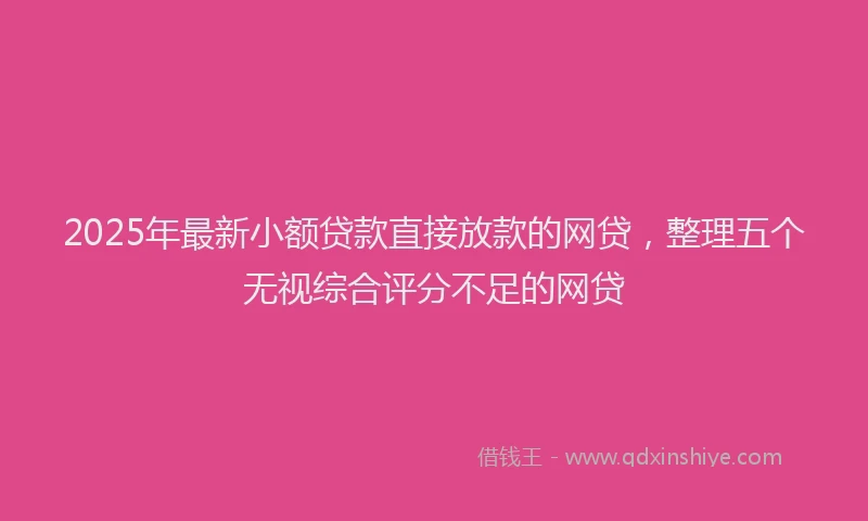 2025年最新小额贷款直接放款的网贷，整理五个无视综合评分不足的网贷