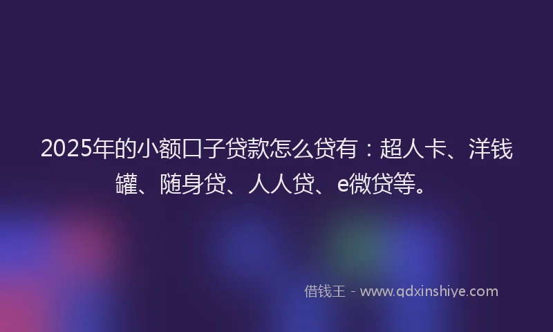 2025年的小额口子贷款怎么贷有：超人卡、洋钱罐、随身贷、人人贷、e微贷等。