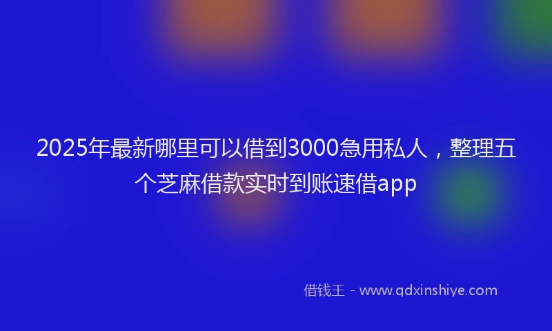 2025年最新哪里可以借到3000急用私人，整理五个芝麻借款实时到账速借app