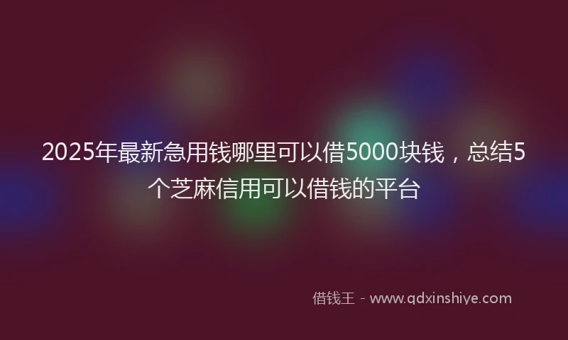 2025年最新急用钱哪里可以借5000块钱，总结5个芝麻信用可以借钱的平台