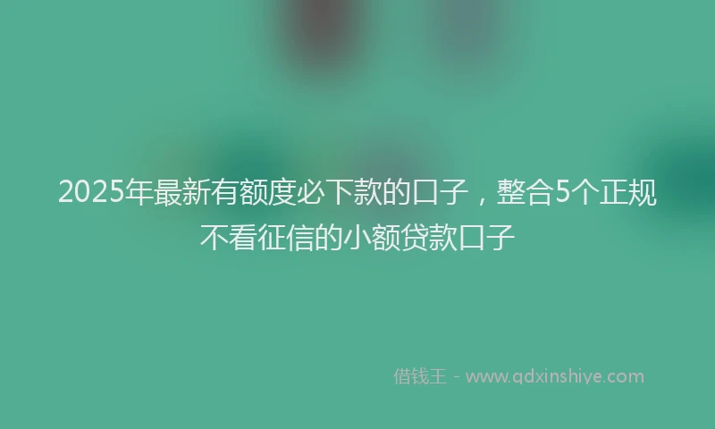 2025年最新有额度必下款的口子，整合5个正规不看征信的小额贷款口子