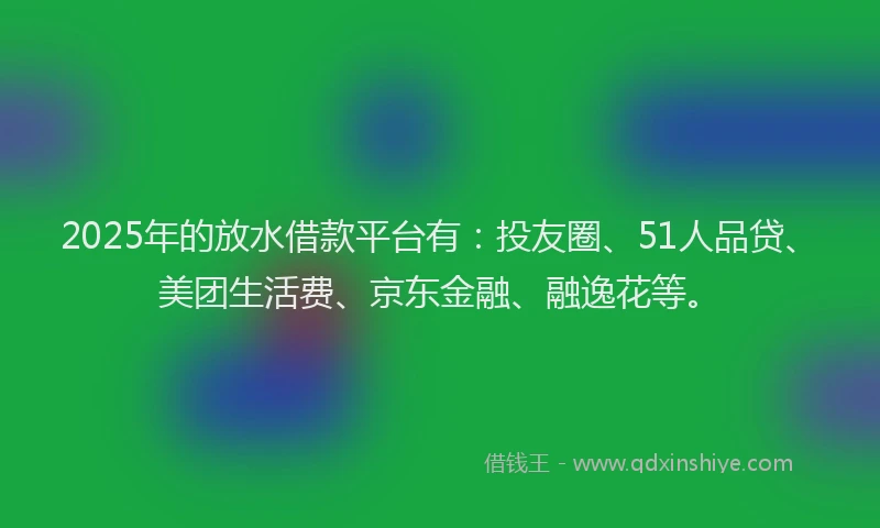 2025年的放水借款平台有：投友圈、51人品贷、美团生活费、京东金融、融逸花等。