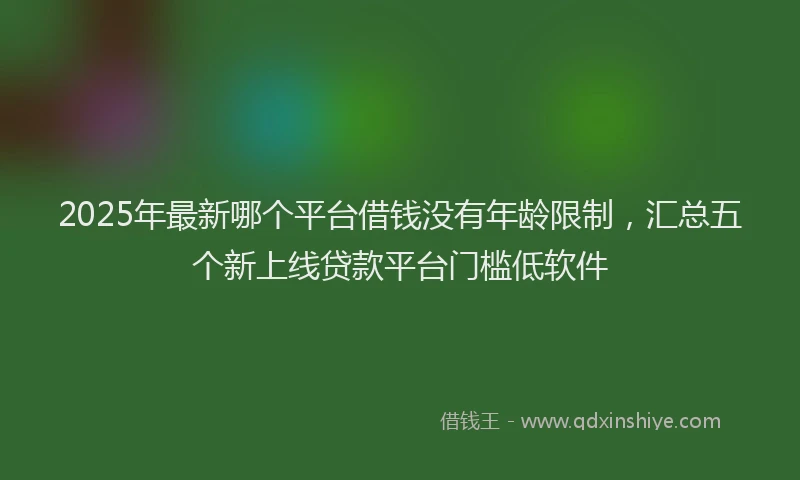 2025年最新哪个平台借钱没有年龄限制，汇总五个新上线贷款平台门槛低软件