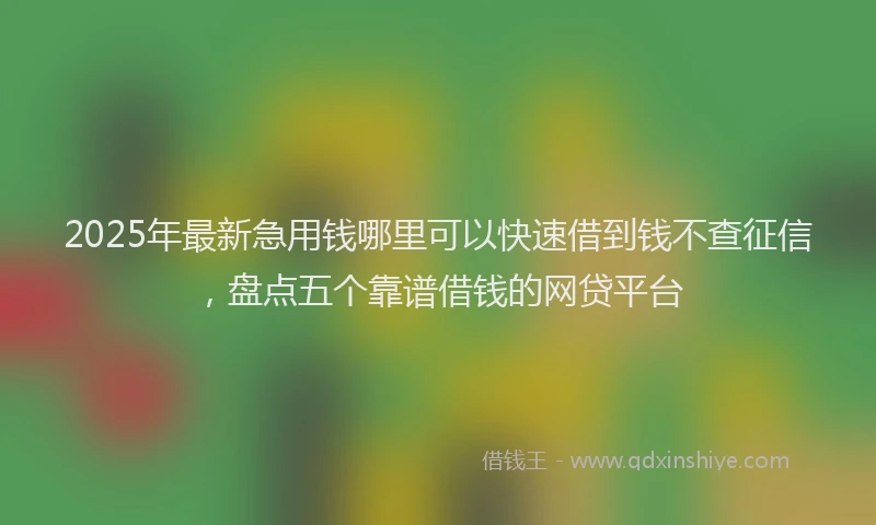 2025年最新急用钱哪里可以快速借到钱不查征信，盘点五个靠谱借钱的网贷平台