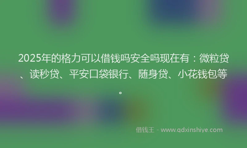2025年的格力可以借钱吗安全吗现在有：微粒贷、读秒贷、平安口袋银行、随身贷、小花钱包等。