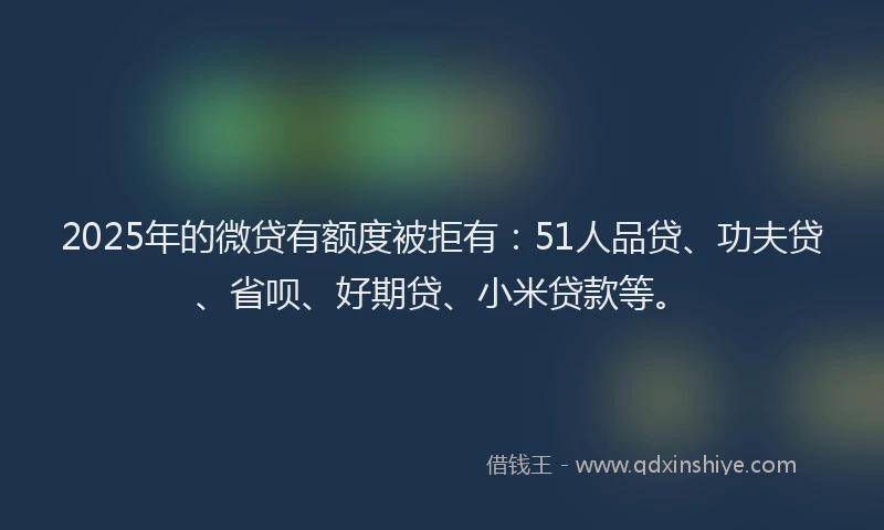 2025年的微贷有额度被拒有：51人品贷、功夫贷、省呗、好期贷、小米贷款等。