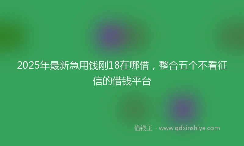 2025年最新急用钱刚18在哪借，整合五个不看征信的借钱平台