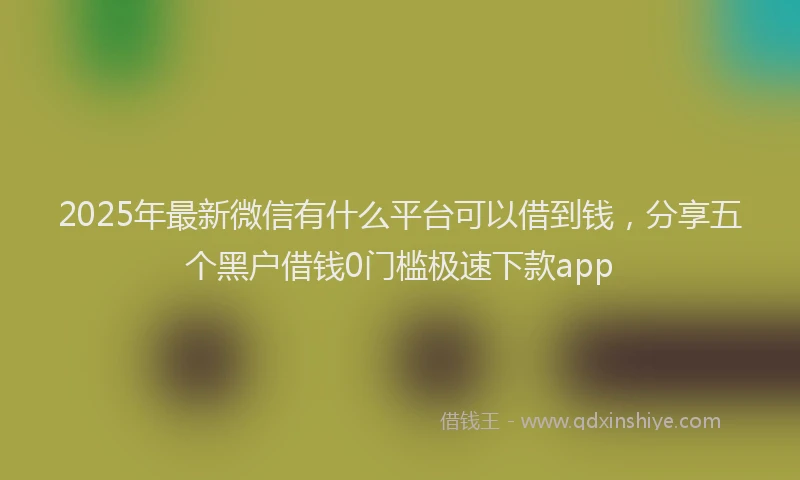 2025年最新微信有什么平台可以借到钱，分享五个黑户借钱0门槛极速下款app