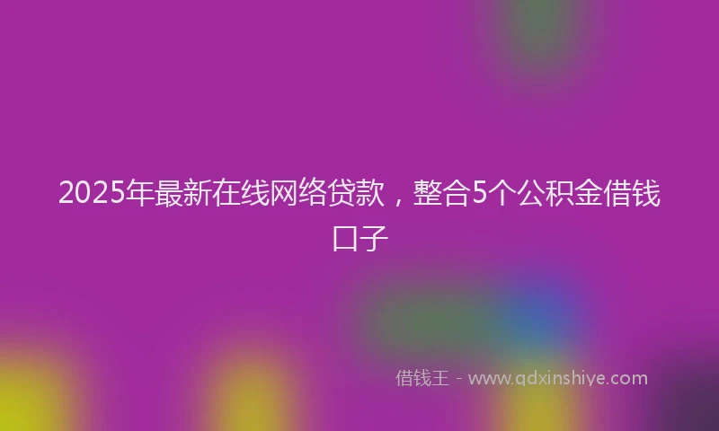 2025年最新在线网络贷款，整合5个公积金借钱口子