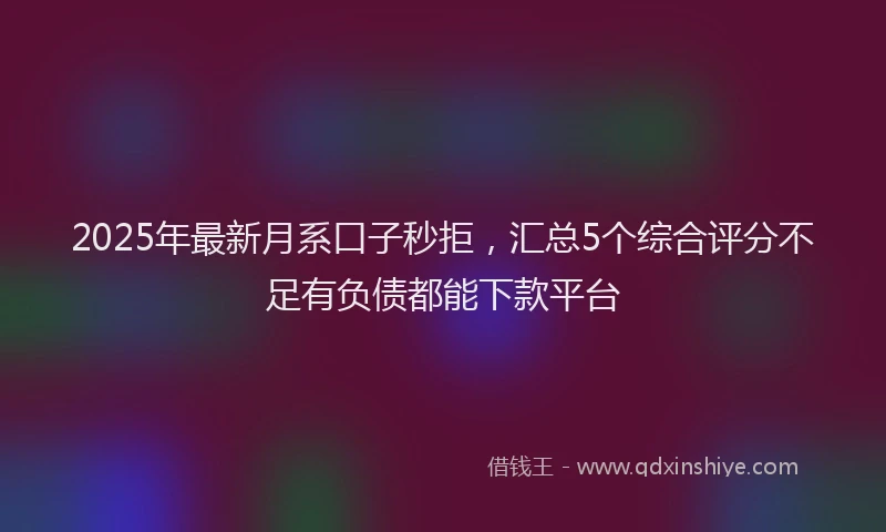 2025年最新月系口子秒拒，汇总5个综合评分不足有负债都能下款平台