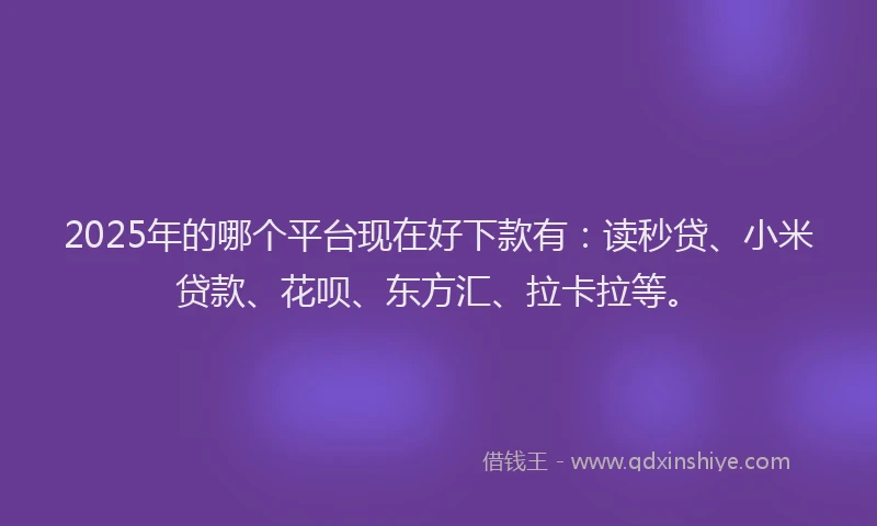 2025年的哪个平台现在好下款有：读秒贷、小米贷款、花呗、东方汇、拉卡拉等。