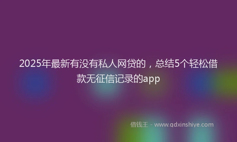 2025年最新有没有私人网贷的，总结5个轻松借款无征信记录的app
