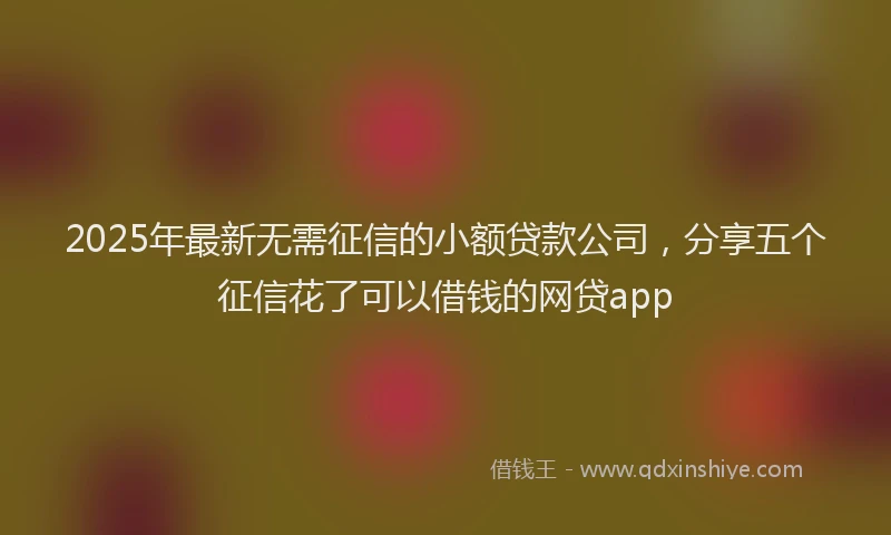 2025年最新无需征信的小额贷款公司，分享五个征信花了可以借钱的网贷app