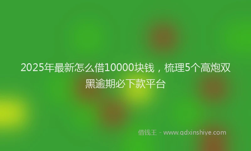 2025年最新怎么借10000块钱，梳理5个高炮双黑逾期必下款平台